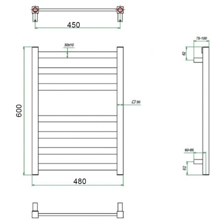 Фото Полотенцесушитель ГРОТА VENTO 48/60
