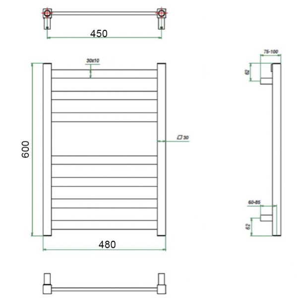 Фото Полотенцесушитель ГРОТА VENTO 48/60