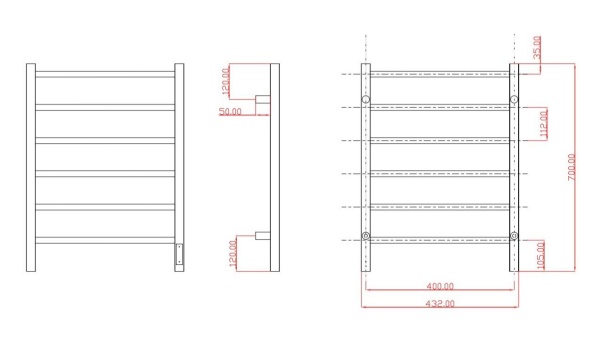 Полотенцесушитель электрический с/т Comfysan Стелла (Stella) EC-6 70/40, золото, гальваника выбрать и сравнить в шоуруме или в онлайн магазине