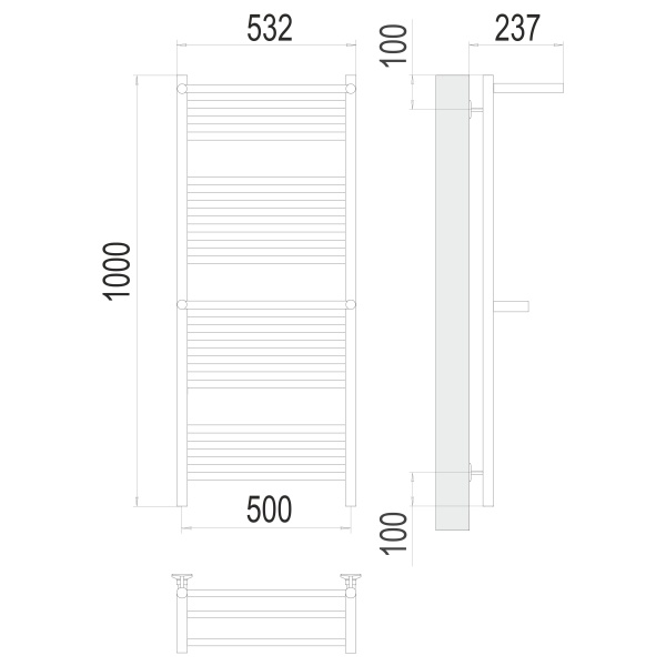 Фото Полотенцесушитель TERMINUS Стандарт Аврора c 2-мя/п П20 500х1000 NEW
