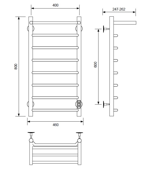 Полотенцесушитель электрический с/т Comfysan Скола (Scola) EC-8 80/40 с полкой, хром - фото и схемы подключения