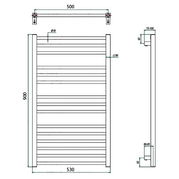 Фото Полотенцесушитель ГРОТА CLASSIC 53/90