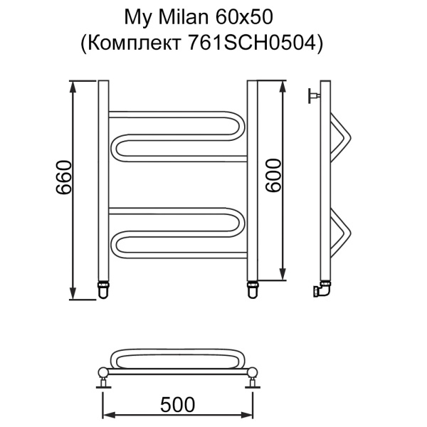 Полотенцесушитель MYFREA My Milan 60/50 (Комплект 761SCH0504)