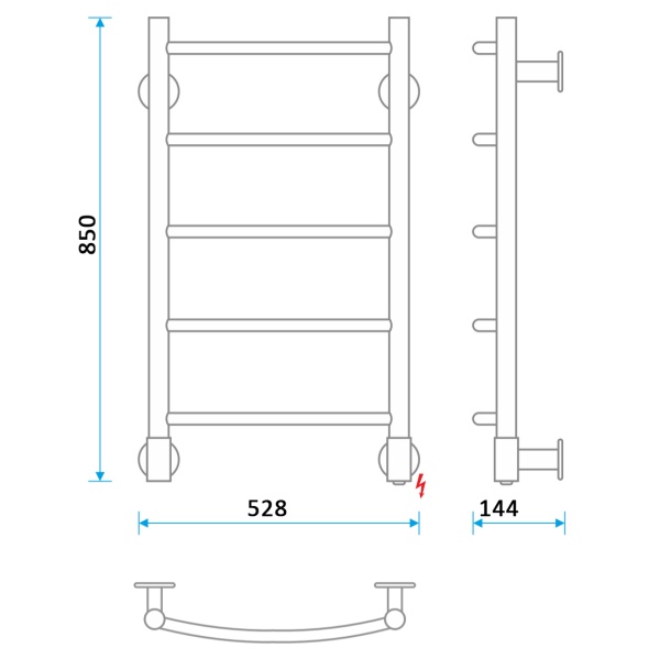 Полотенцесушитель Электрич. Energy H2 850/500 45W - фото и схемы подключения