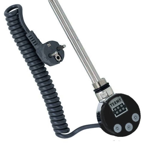 Тэн ТЕРМИКОМ 600W с дисплеем черный матовый, кабель с вилкой черный (воздушно-пузырчатый пакет) купить оптом по выгодной цене в Москве