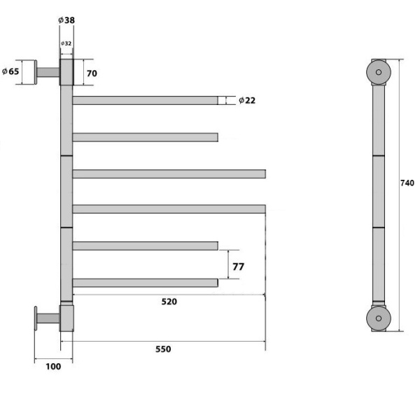 Полотенцесушитель Электрич. Energy I chrome G3 Double 56W - фото и схемы подключения