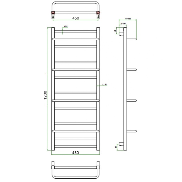 Фото Полотенцесушитель ГРОТА VISTA 48/120