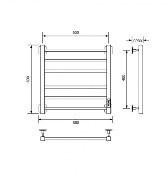 Полотенцесушитель электрический с/т Comfysan Юнико-К (Unico-K) EC-6 60/50, черный выбрать и сравнить в шоуруме или в онлайн магазине