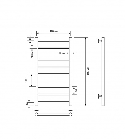Фото Полотенцесушитель водяной Comfysan Люси (Luce) W-8 80/40, черный