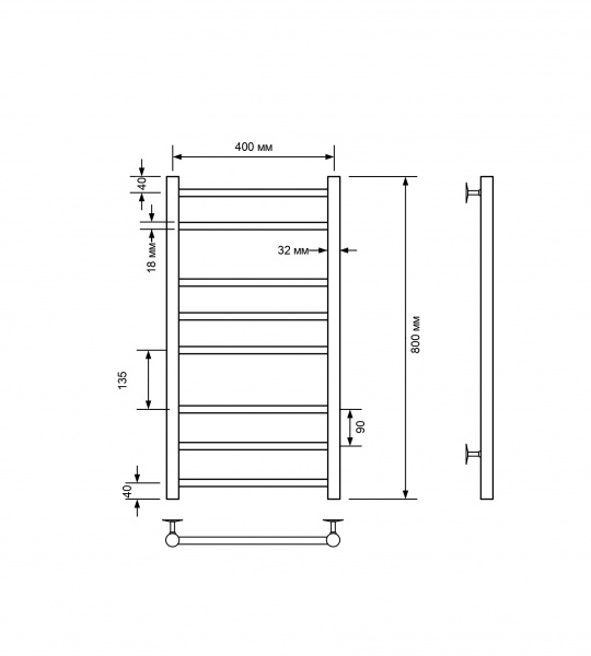 Фото Полотенцесушитель водяной Comfysan Люси (Luce) W-8 80/40, черный