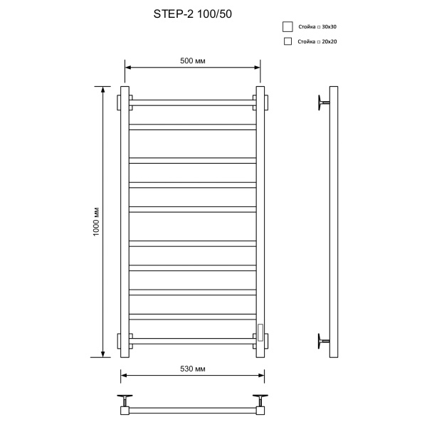 Полотенцесушитель Электрич.кабельный Ника СТЕП-2 100/50 U - фото и схемы подключения