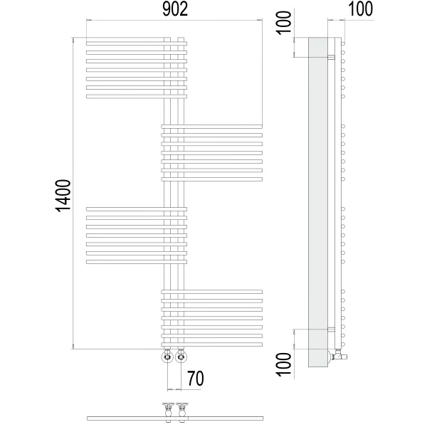 Фото Полотенцесушитель TERMINUS Люкс Европа П28 70х1400 NEW