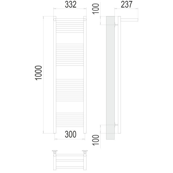 Фото Полотенцесушитель TERMINUS Стандарт Аврора с/п П20 300х1000 NEW