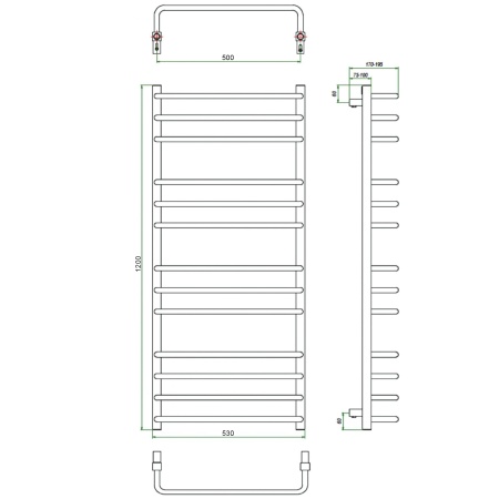 Фото Полотенцесушитель ГРОТА ECOFORTE 53/120(-)