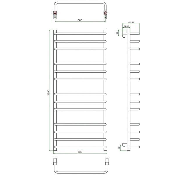 Фото Полотенцесушитель ГРОТА ECOFORTE 53/120(-)