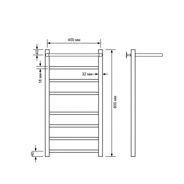 Фото Полотенцесушитель водяной Comfysan Ноуми (Noumi) W-8 80/40 с полкой, хром