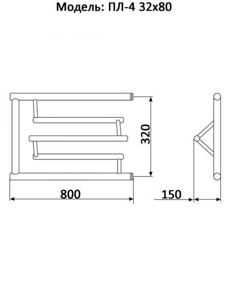 Фото Полотенцесушитель Ника ПЛ-4 32/80 с полкой