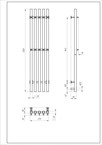 Полотенцесушитель электрический с/т Comfysan Альто-К (Alto-K) EC-5 120/24, черный ЭК - фото и схемы подключения