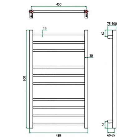 Фото Полотенцесушитель ГРОТА ECOCLASSIK 48/90
