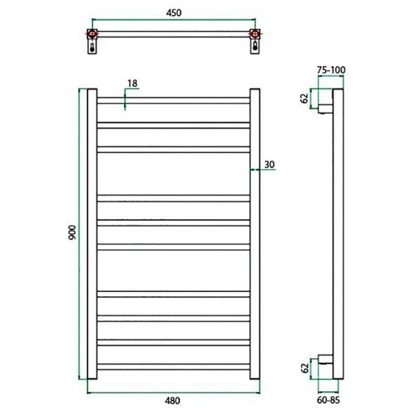 Фото Полотенцесушитель ГРОТА ECOCLASSIK 48/90