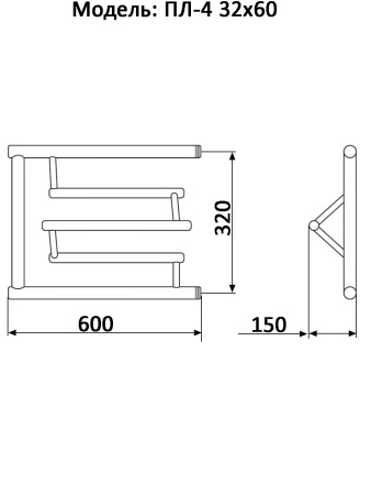 Фото Полотенцесушитель Ника ПЛ-4 32/60 с полкой