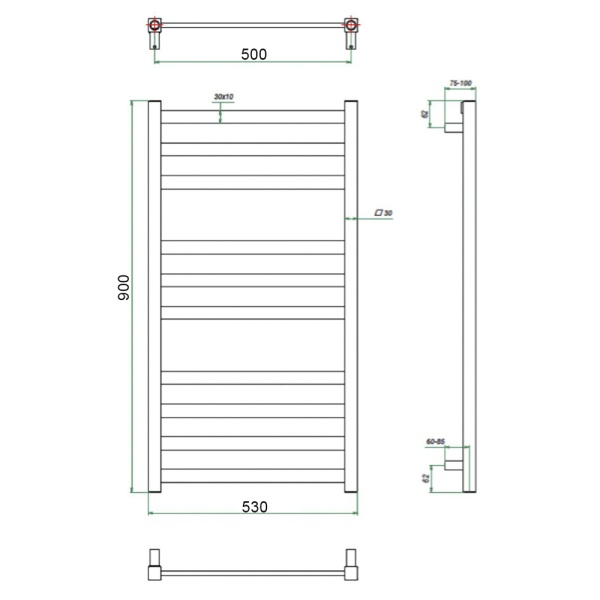 Фото Полотенцесушитель ГРОТА VENTO 53/90