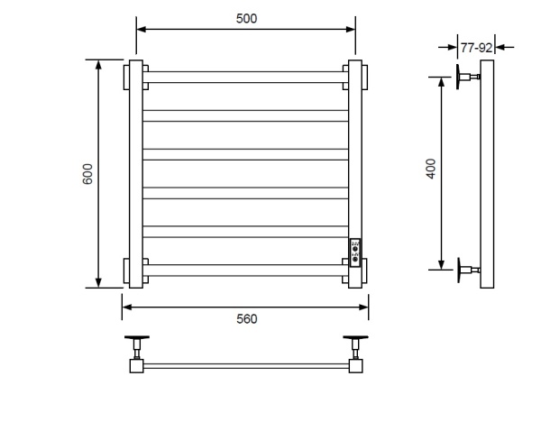 Полотенцесушитель электрический с/т Comfysan Рома-К (Roma-K) EC-6 60/50, черный - фото и схемы подключения