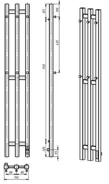 Полотенцесушитель с/т Laris Тея ЧКЧ П3 190х1200 левый тэн черный 73207672 RU* - фото и схемы подключения