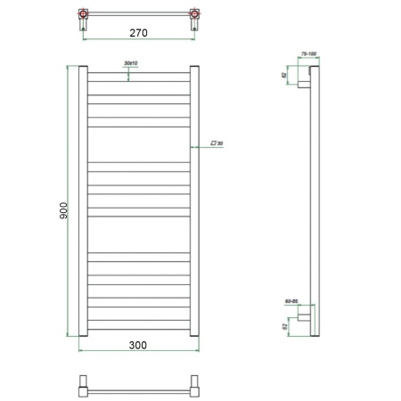 Фото Полотенцесушитель ГРОТА VENTO 30/90