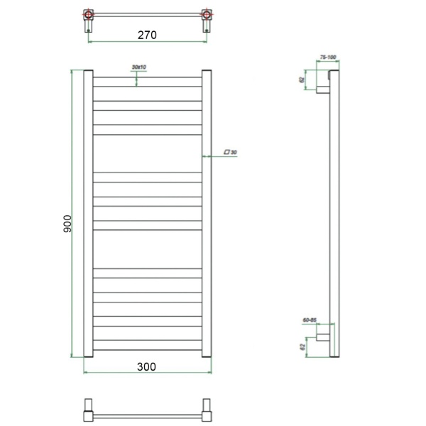 Фото Полотенцесушитель ГРОТА VENTO 30/90