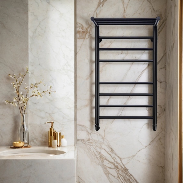 Фото Полотенцесушитель водяной Comfysan Люси (Luce) W-8 80/50 с полкой, черный