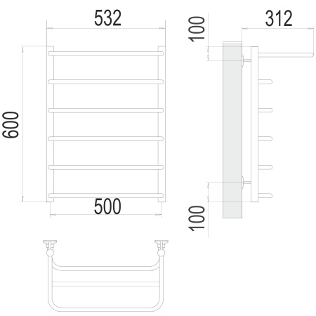 Фото Полотенцесушитель TERMINUS Эконом Полка П6 500х600 NEW*