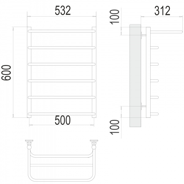 Фото Полотенцесушитель TERMINUS Эконом Полка П6 500х600 NEW*
