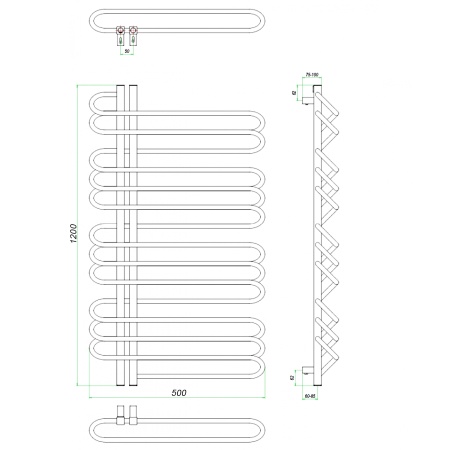 Фото Полотенцесушитель ГРОТА STELLE 50/120 L