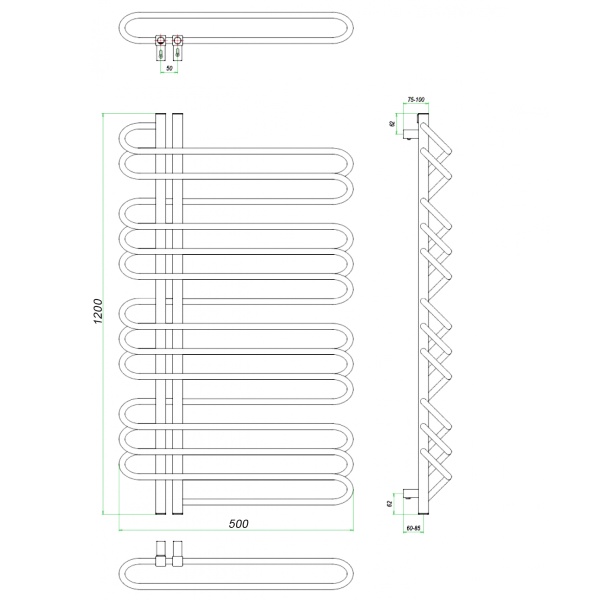 Фото Полотенцесушитель ГРОТА STELLE 50/120 L