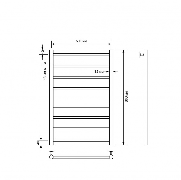 Фото Полотенцесушитель водяной Comfysan Ноуми (Noumi) W-8 80/50, черный