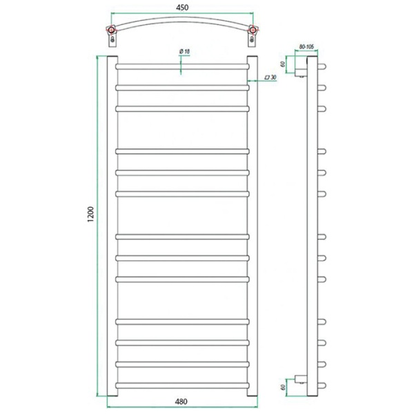 Фото Полотенцесушитель ГРОТА ECOCALMA 48/120