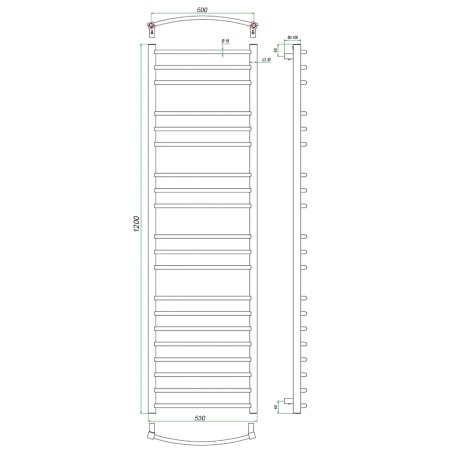 Фото Полотенцесушитель ГРОТА CALMA 53/120(-)