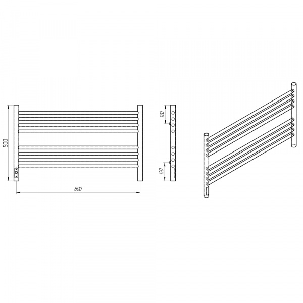 Полотенцесушитель с/т Laris Оливия ЧКЧ8 800/500 левый тэн черный матовый 73207628 RU - фото и схемы подключения