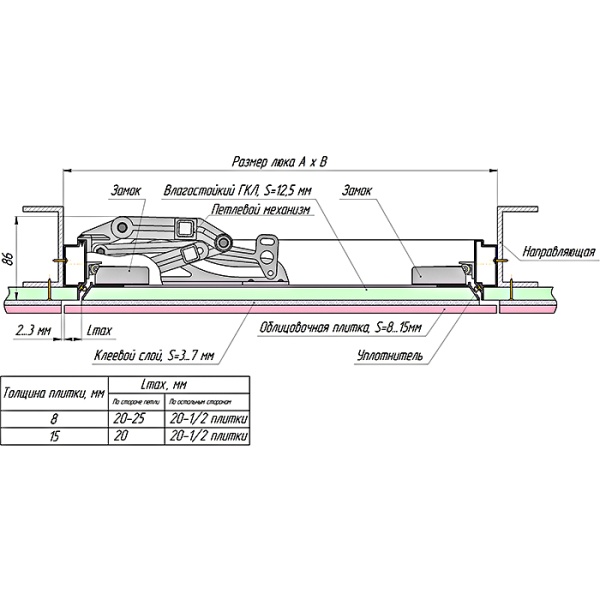 Люк под плитку Хаммер Слава 30/40 (ш/в)