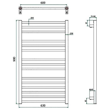 Фото Полотенцесушитель ГРОТА CLASSIC 63/90