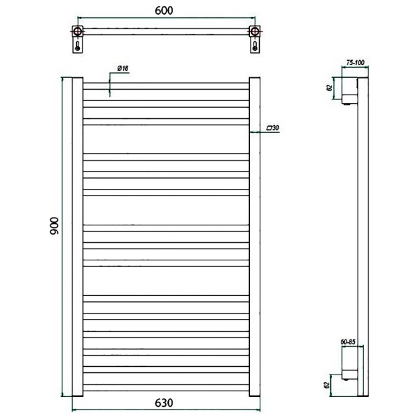 Фото Полотенцесушитель ГРОТА CLASSIC 63/90