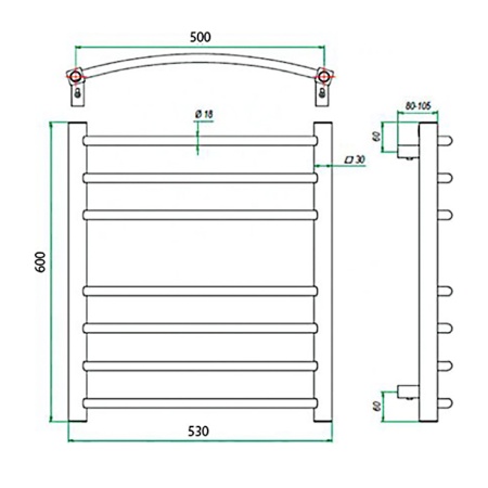 Фото Полотенцесушитель ГРОТА ECOCALMA 53/60
