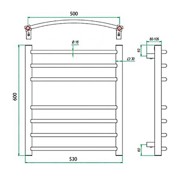 Фото Полотенцесушитель ГРОТА ECOCALMA 53/60