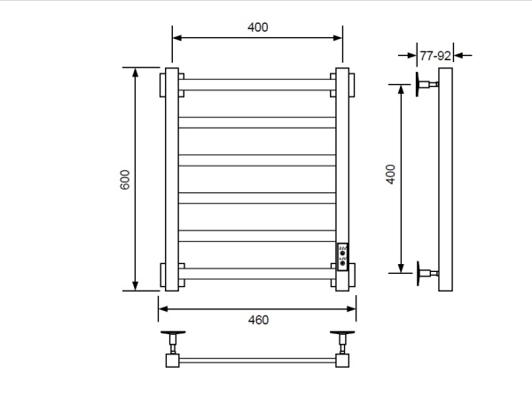 Полотенцесушитель электрический с/т Comfysan Рома-К (Roma-K) EC-6 60/40, хром - фото и схемы подключения