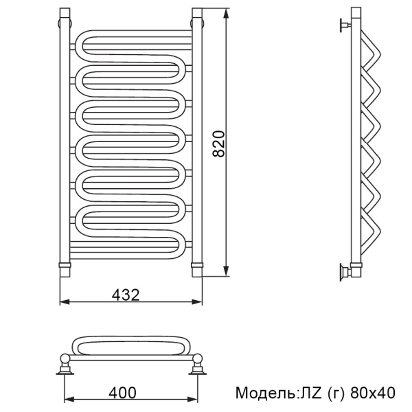 Фото Полотенцесушитель Ника ЛZ (Г) 80/40