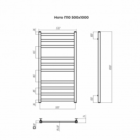 Фото Полотенцесушитель TERMINUS Эконом Ното П10 500х1000 NEW