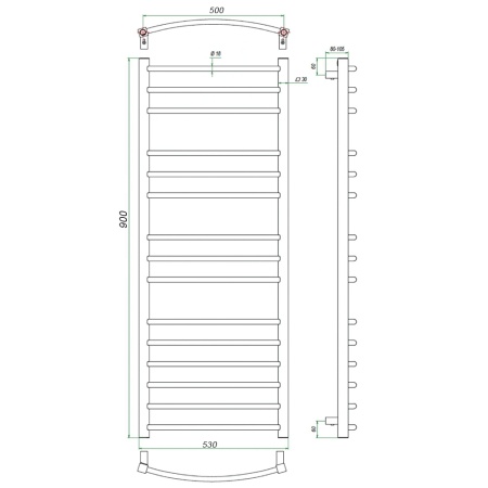 Фото Полотенцесушитель ГРОТА CALMA 53/90