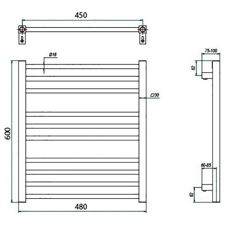 Фото Полотенцесушитель ГРОТА CLASSIC 48/60