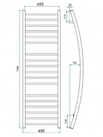 Фото Полотенцесушитель ГРОТА PRIMO 48/150